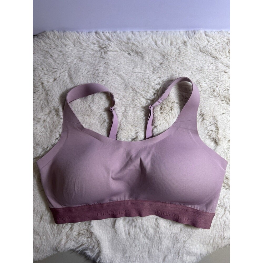 Lululemon Fine Form Sports Bra 34D Jogging Yoga Pilates Blush Rose EUC Running